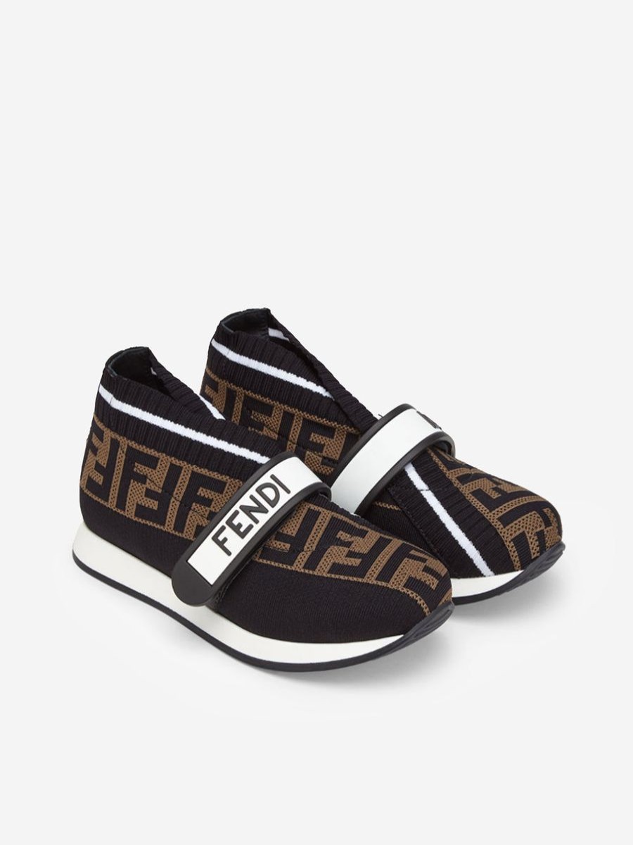 Girls Fendi Kids Sneakers | Fendi Kids - Kids Ff Logo Trainers In Black | Childsplay Clothing