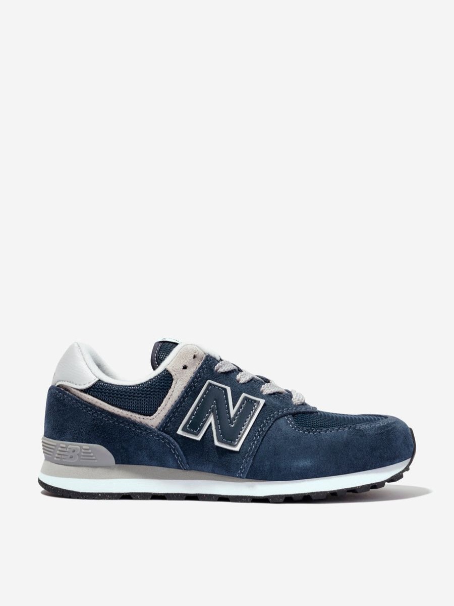 Girls New Balance Sneakers | New Balance - Kids 574 Lace Up Logo Trainers In Navy | Childsplay Clothing