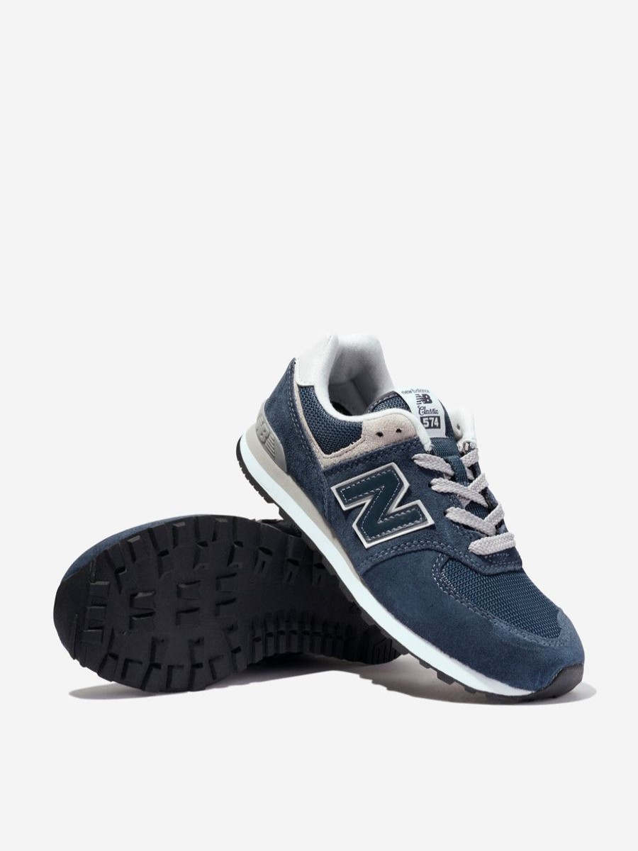 Girls New Balance Sneakers | New Balance - Kids 574 Lace Up Logo Trainers In Navy | Childsplay Clothing