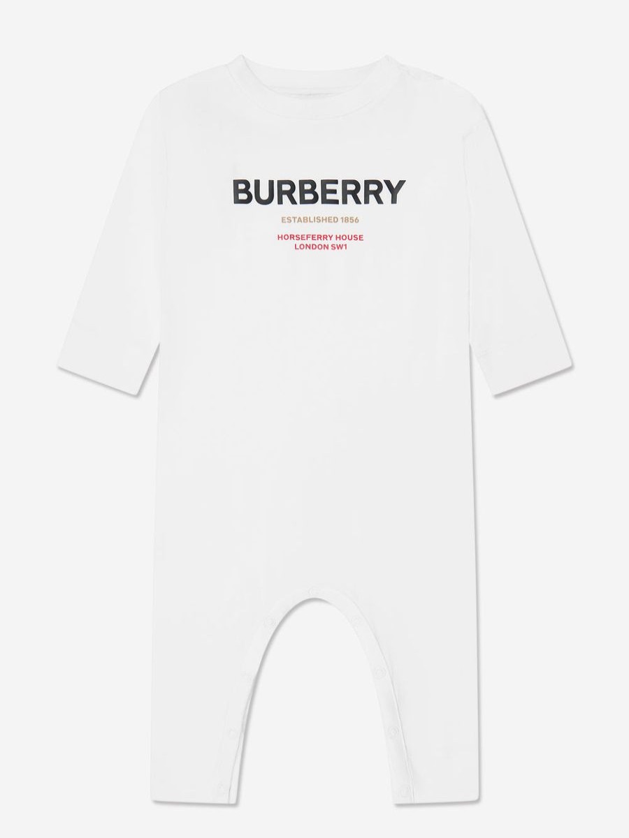 Baby Burberry Kids Babygrows & Rompers | Baby Azari Long Sleeve Romper In White