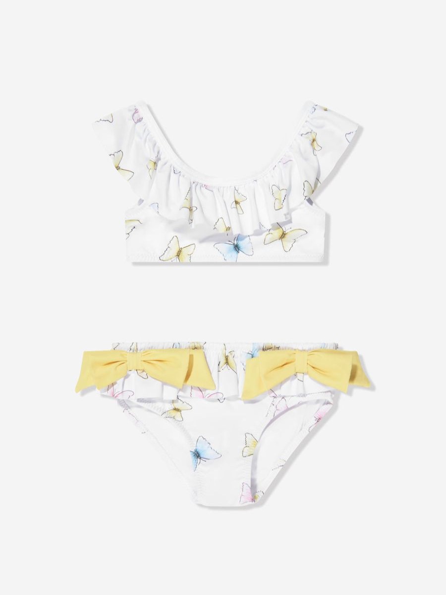 Girls Patachou Swimwear | Girls Butterflies Bikini In White