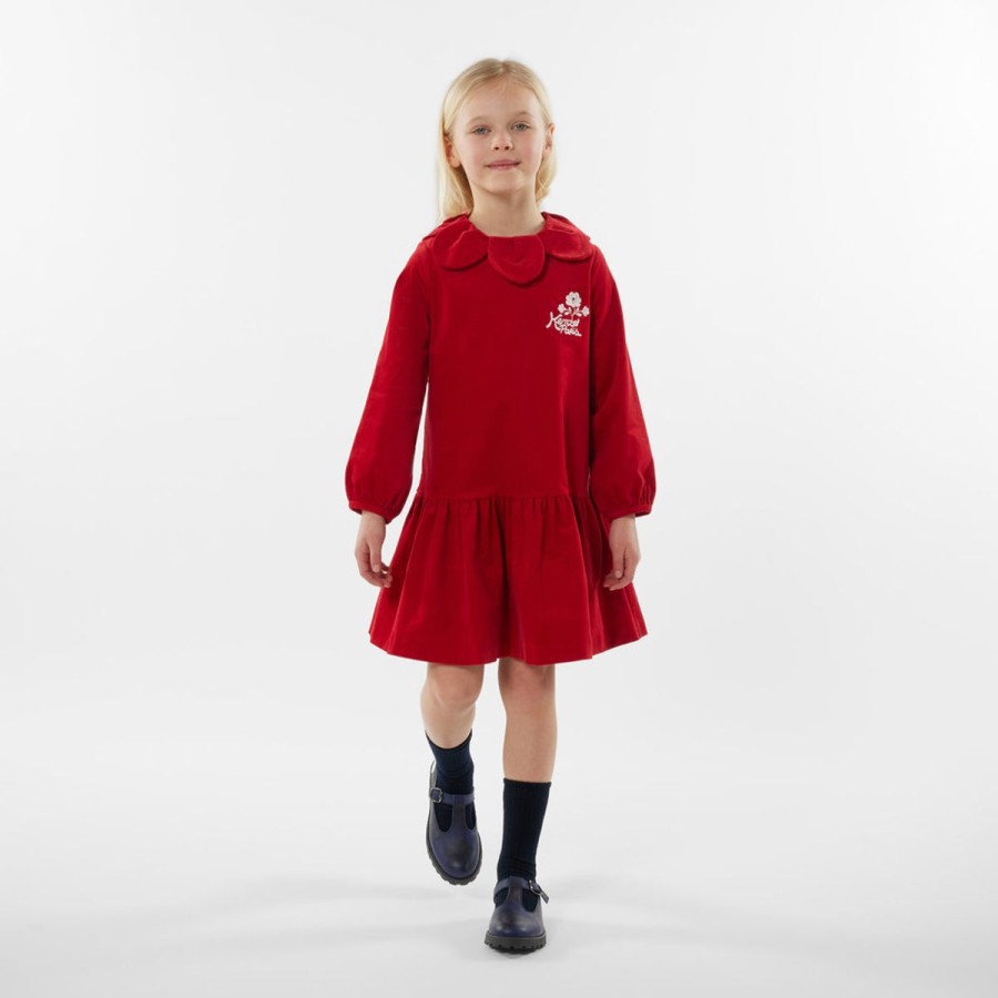 Teen KENZO KIDS Dresses | Girls Palatine Velvet Dress In Red