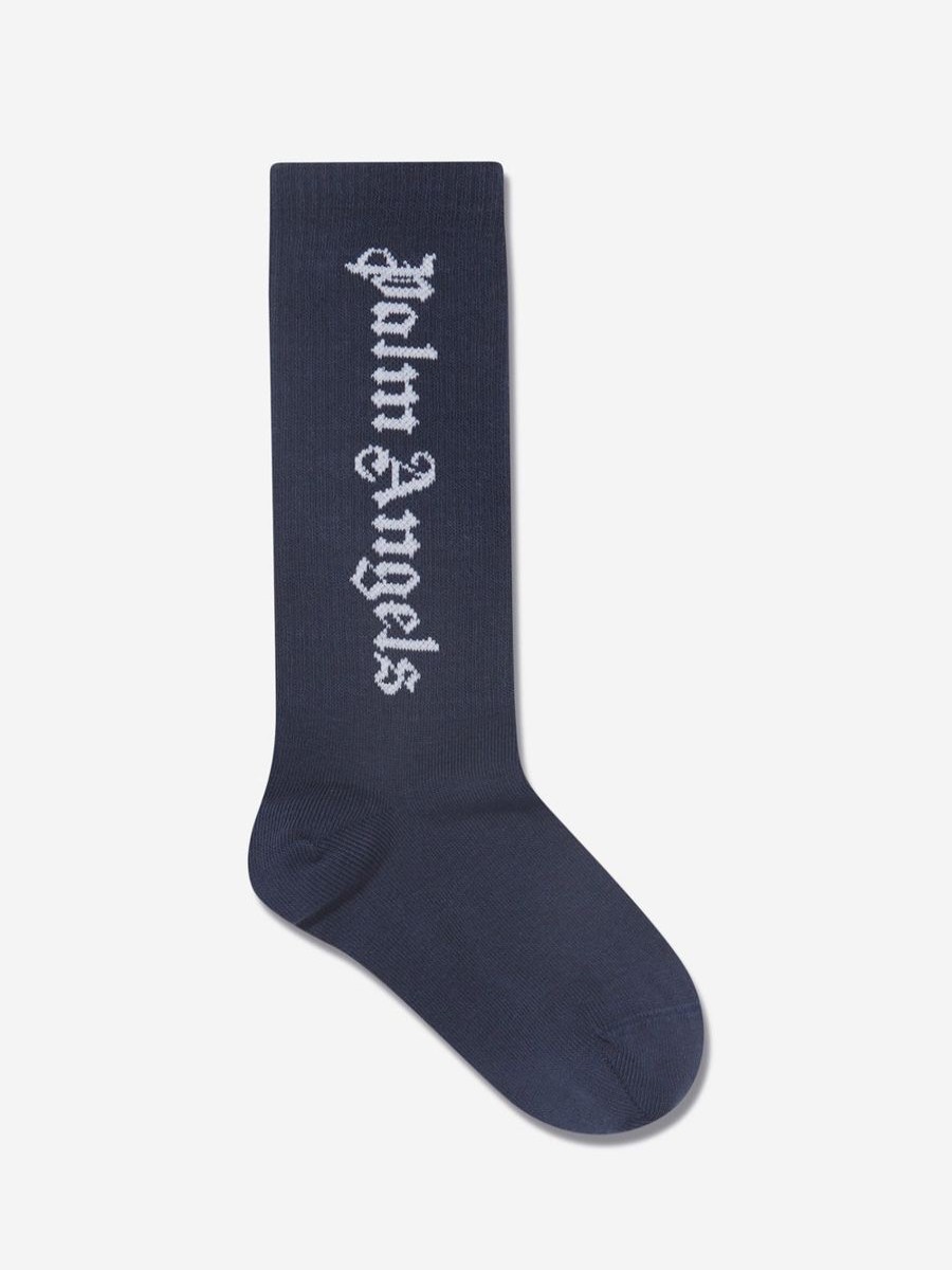 Girls Palm Angels Socks & Tights | Girls Logo High Socks In Navy