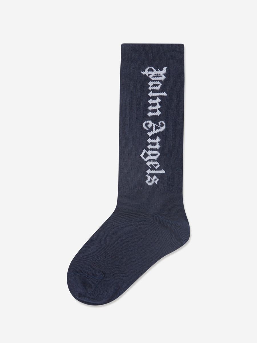 Girls Palm Angels Socks & Tights | Girls Logo High Socks In Navy