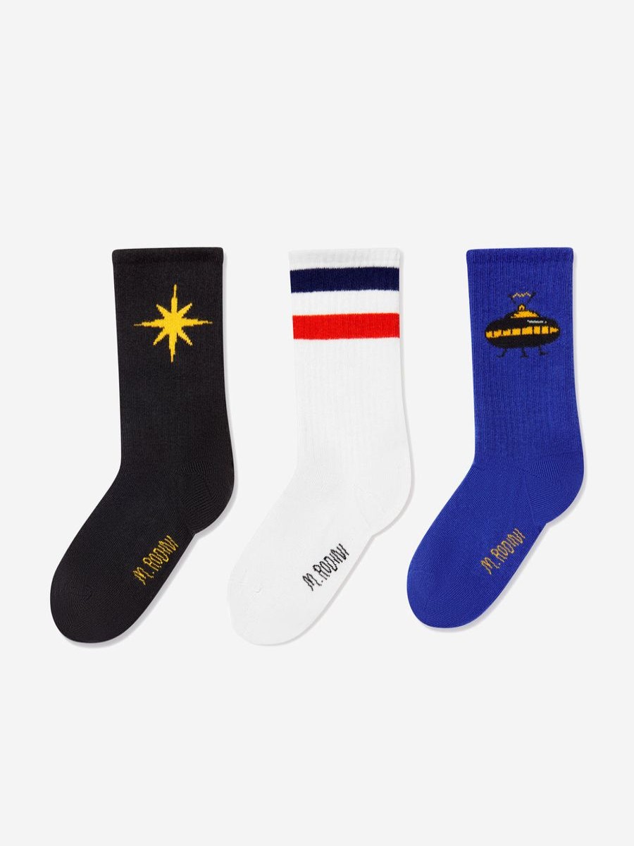 Teen Mini Rodini Accessories | Kids Organic Cotton 3 Pack Ufo Socks In Multicolour