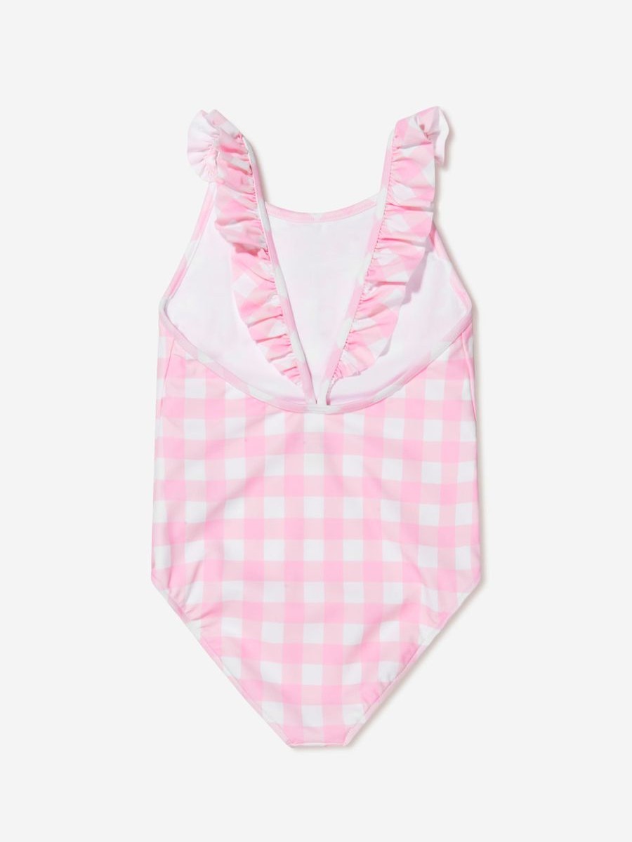 Teen Ralph Lauren Kids Swimwear | Girls Checked Embroidered Logo Swimsuit