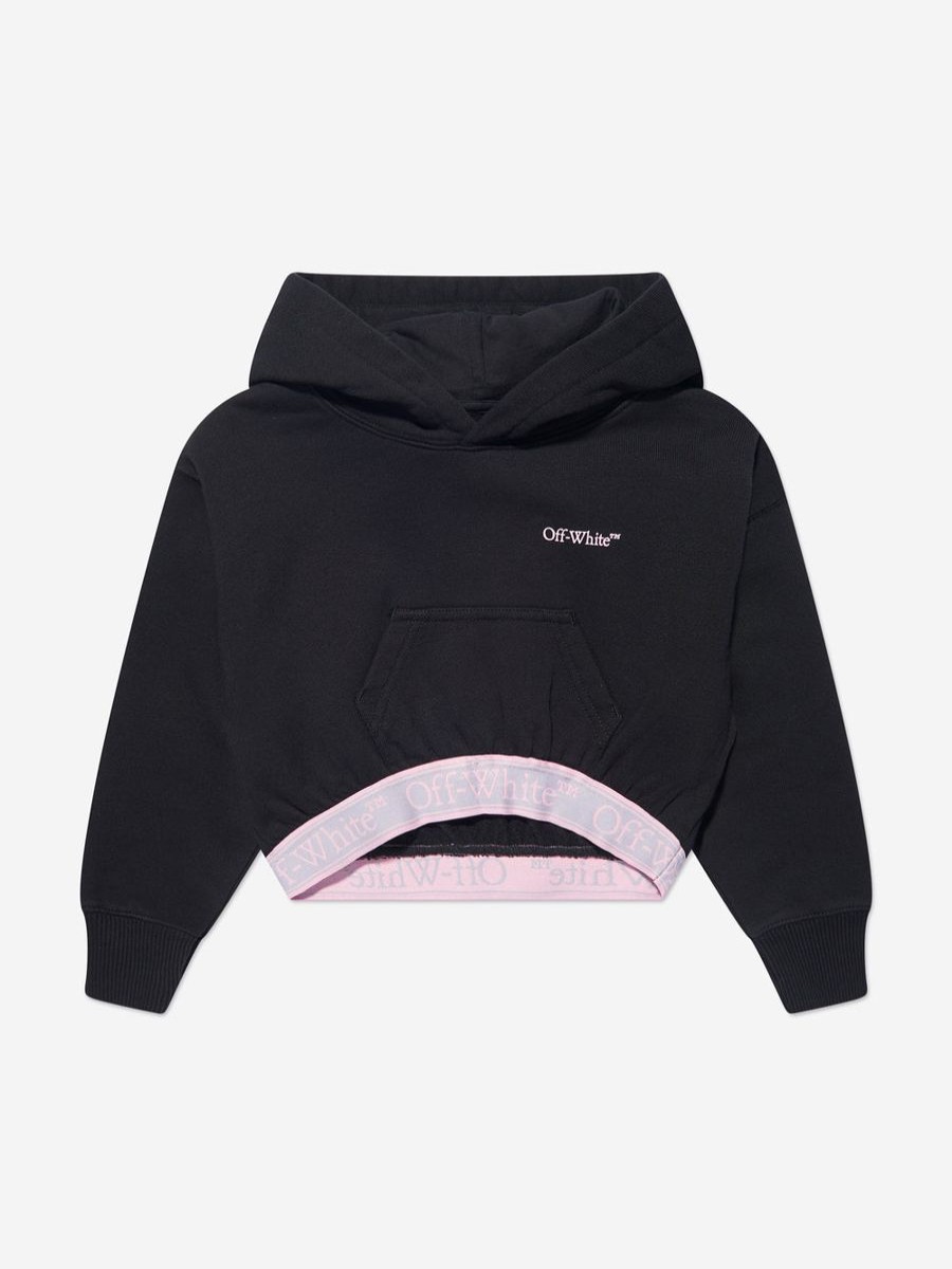 Girls Off-White Sweatshirts & Hoodies | Girls Bookish Logo Band Cropped Hoodie In Black