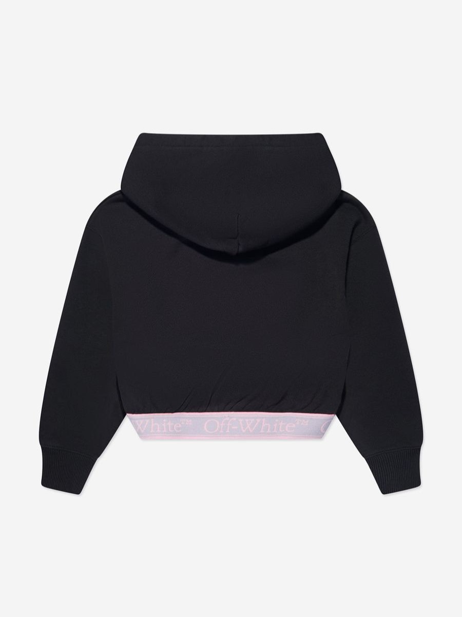 Girls Off-White Sweatshirts & Hoodies | Girls Bookish Logo Band Cropped Hoodie In Black