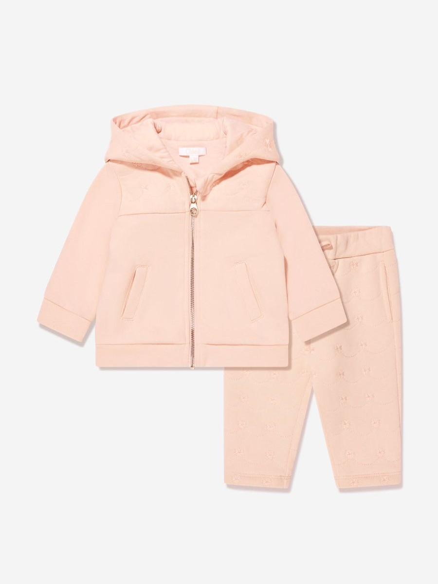 Baby Chloé Tracksuits | Baby Girls Flower Tracksuit In Pink