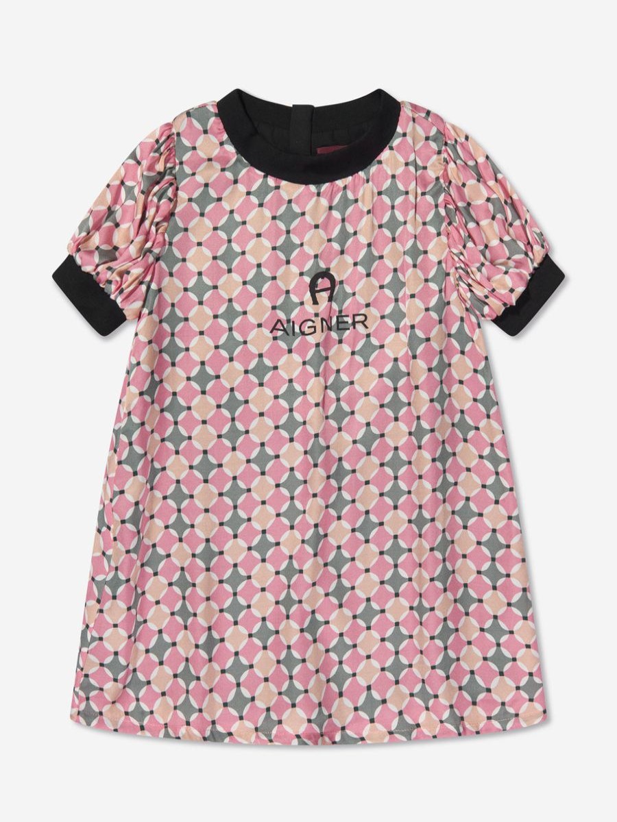 Girls Aigner Dresses | Girls Patterned Dress In Pink