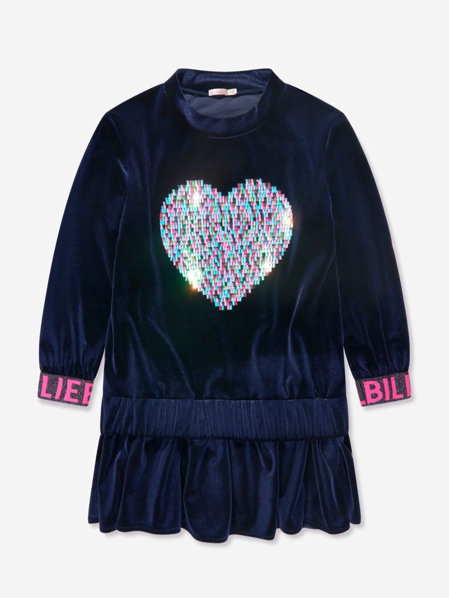 Teen Billieblush Sweatshirts & Hoodies | Girls Sequin Heart Dress In Navy