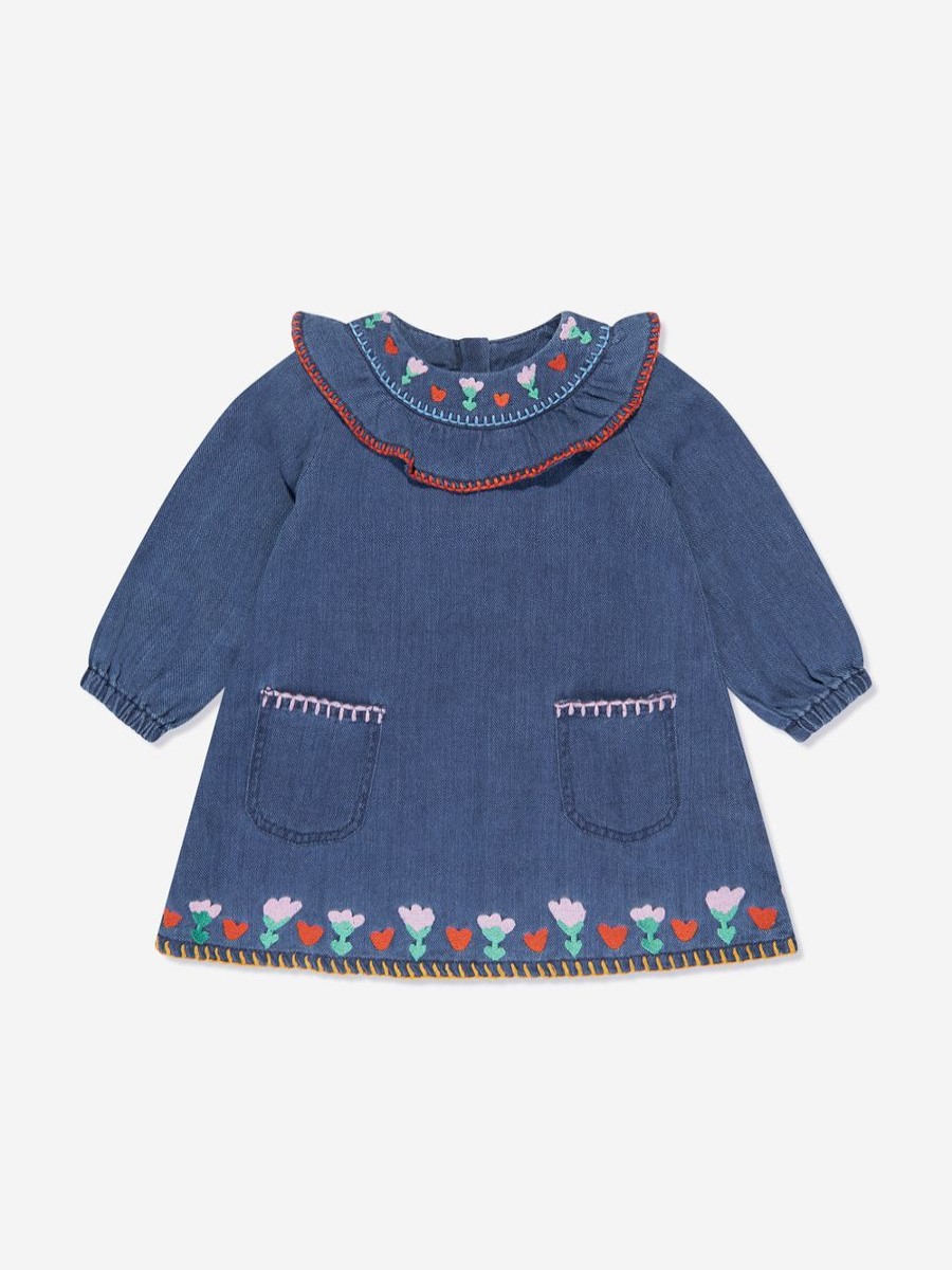 Baby Stella McCartney Kids Dresses | Baby Girls Embroidered Denim Dress In Blue