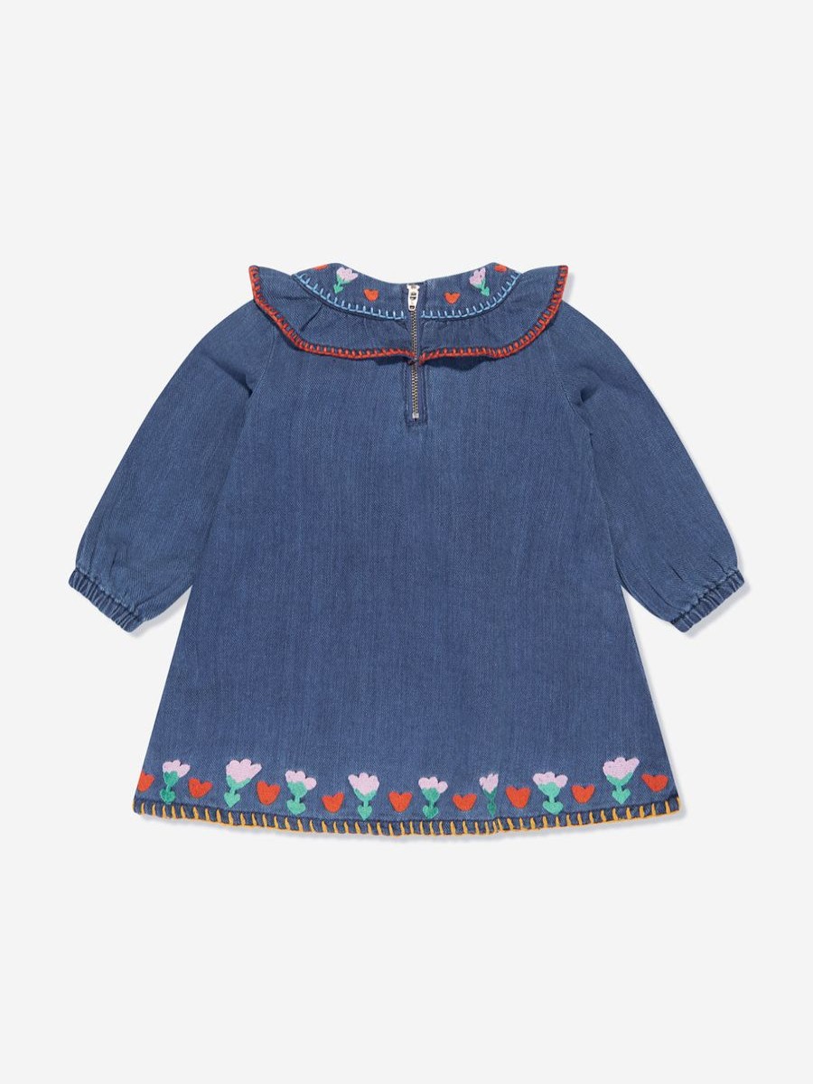 Baby Stella McCartney Kids Dresses | Baby Girls Embroidered Denim Dress In Blue