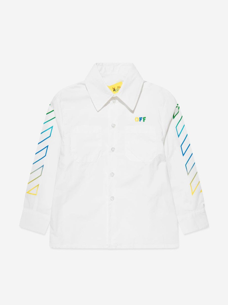 Teen Off-White Shirts | Boys Arrow Rainbow Shirt In White