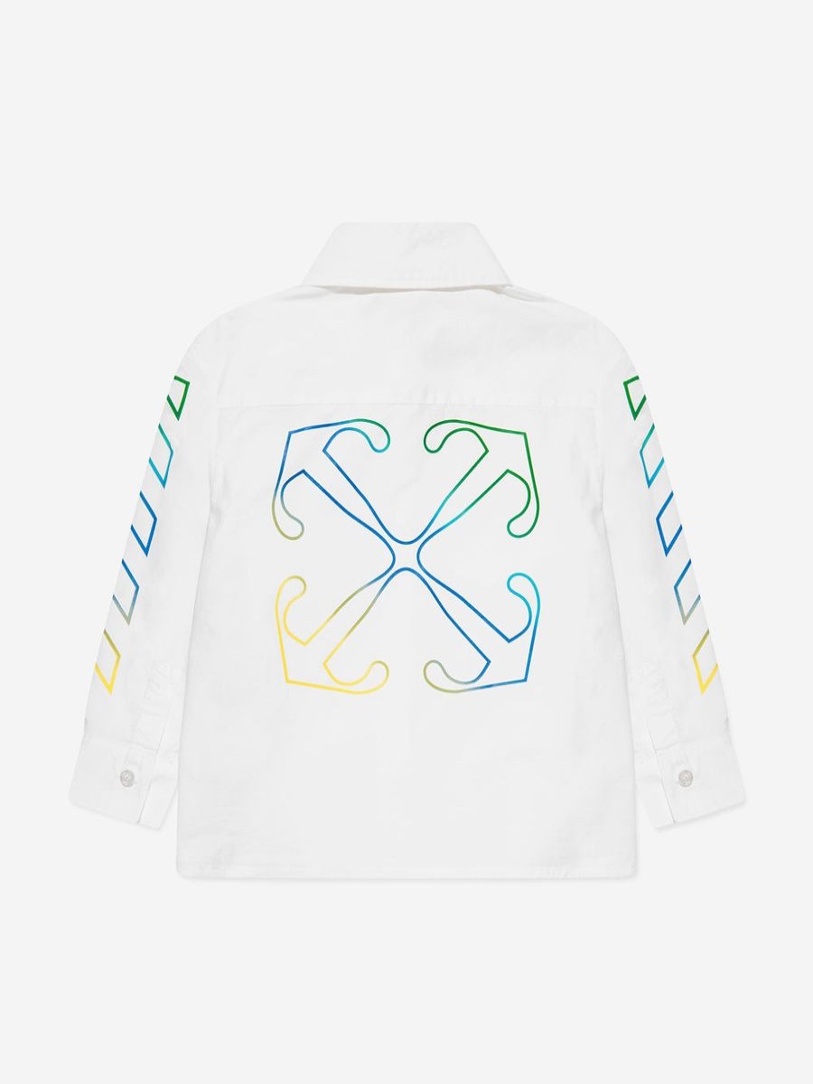 Teen Off-White Shirts | Boys Arrow Rainbow Shirt In White