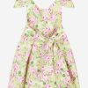 Teen Mama Luma Dresses | Girls Flower Print Dress With Belt In Yellow