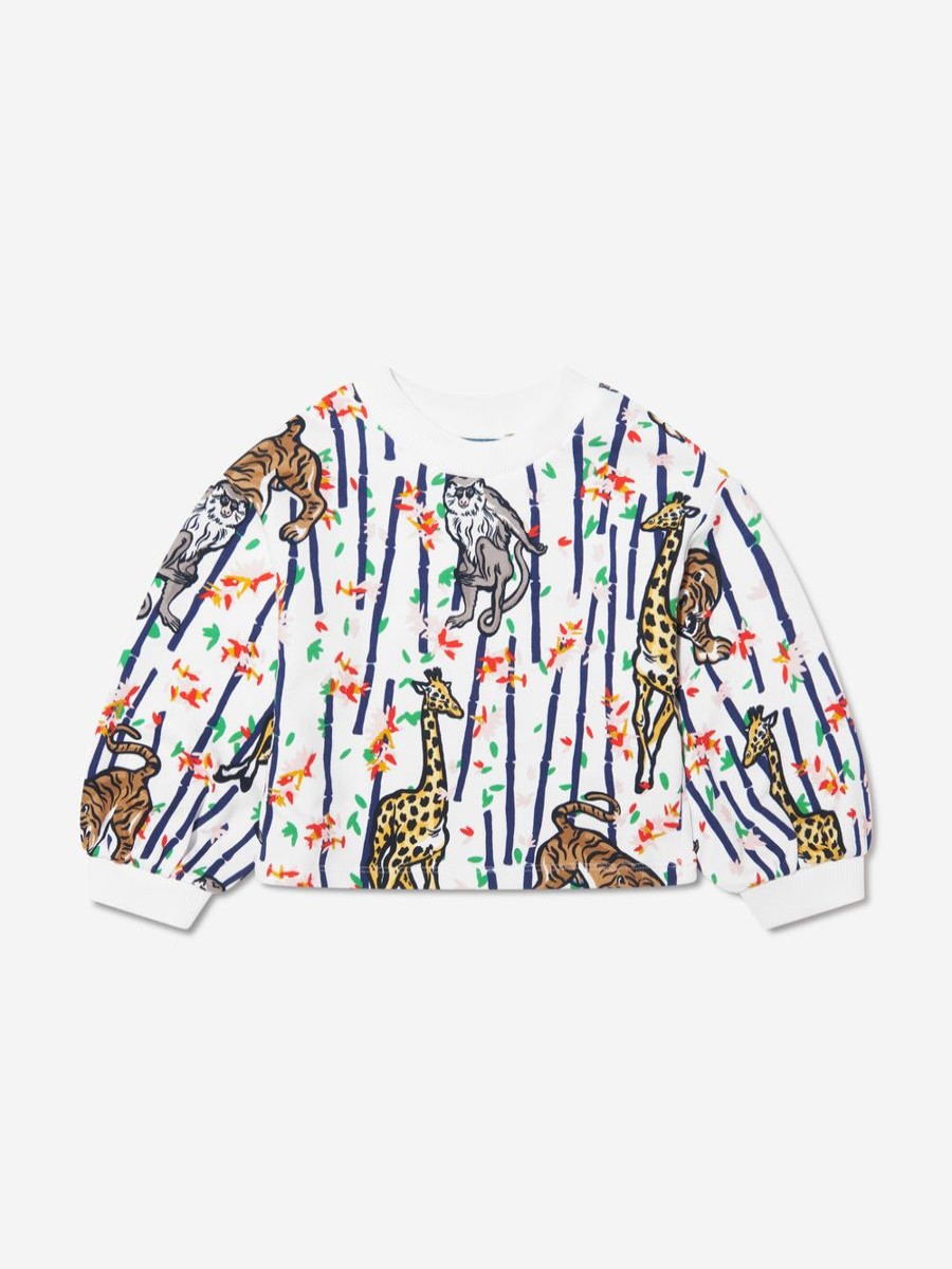 Girls KENZO KIDS Sweatshirts & Hoodies | Kenzo Kids - Girls Bamboo Jungle Sweatshirt In White | Childsplay Clothing