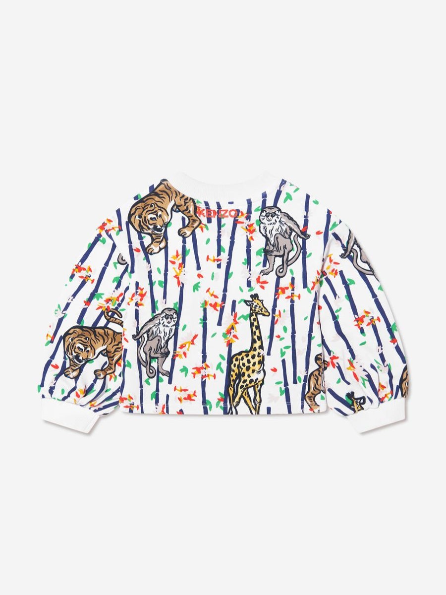 Girls KENZO KIDS Sweatshirts & Hoodies | Kenzo Kids - Girls Bamboo Jungle Sweatshirt In White | Childsplay Clothing