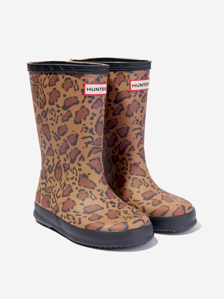 Girls Hunter Boots | Girls Original First Classic Leopard Boots In Beige