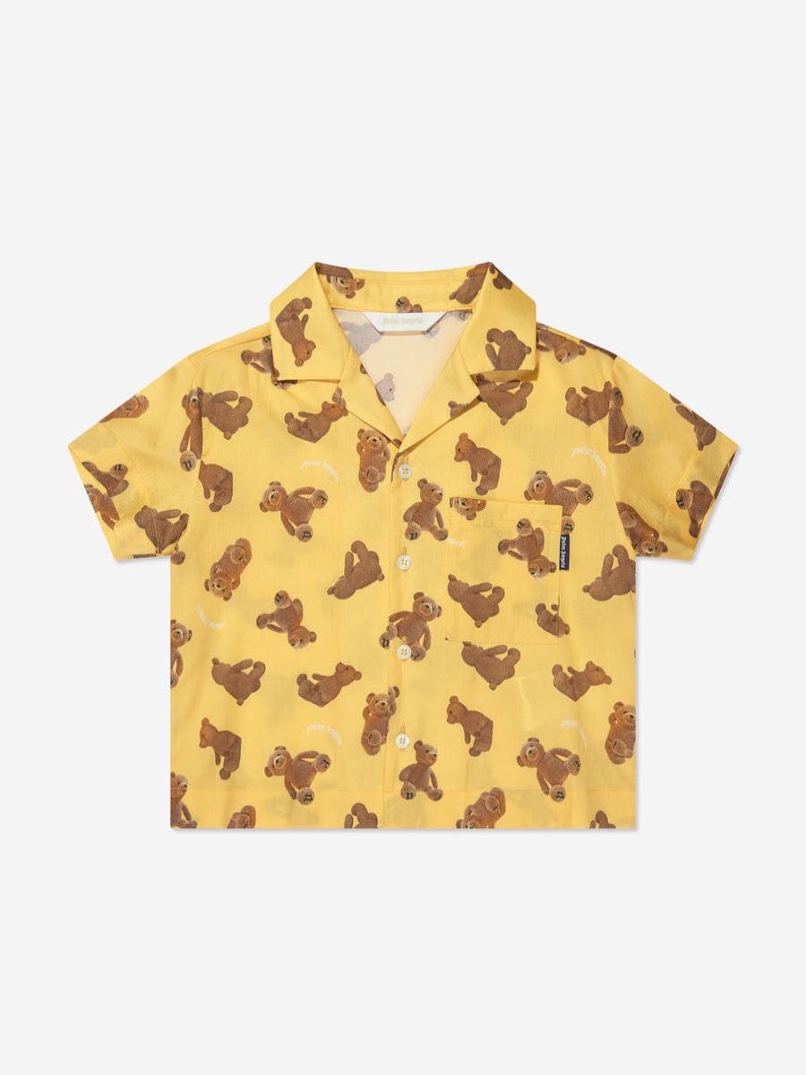 Teen Palm Angels Shirts | Boys Aop Pa Bears Bowling Shirt In Yellow