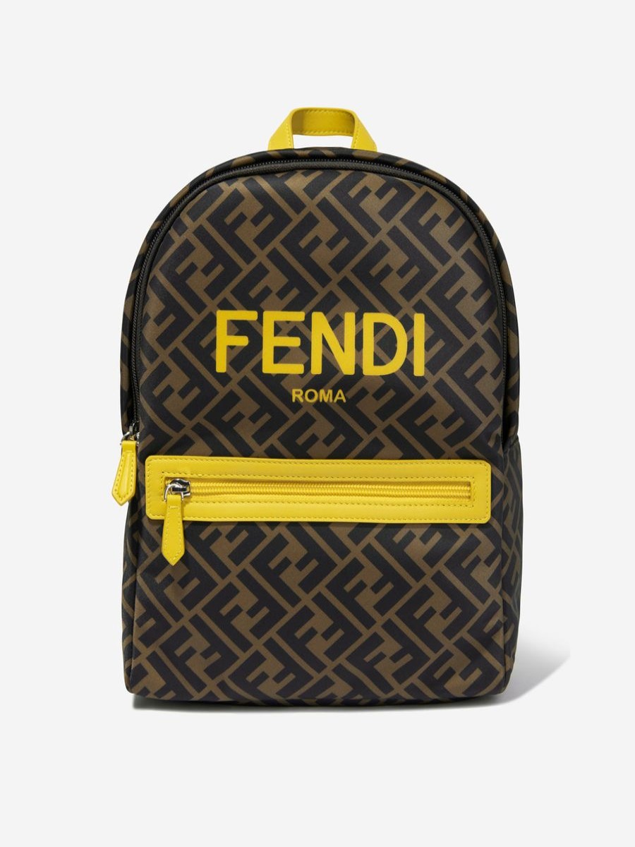 Girls Fendi Kids Bags & Backpacks | Fendi Kids - Kids Ff Logo Backpack In Brown | Childsplay Clothing