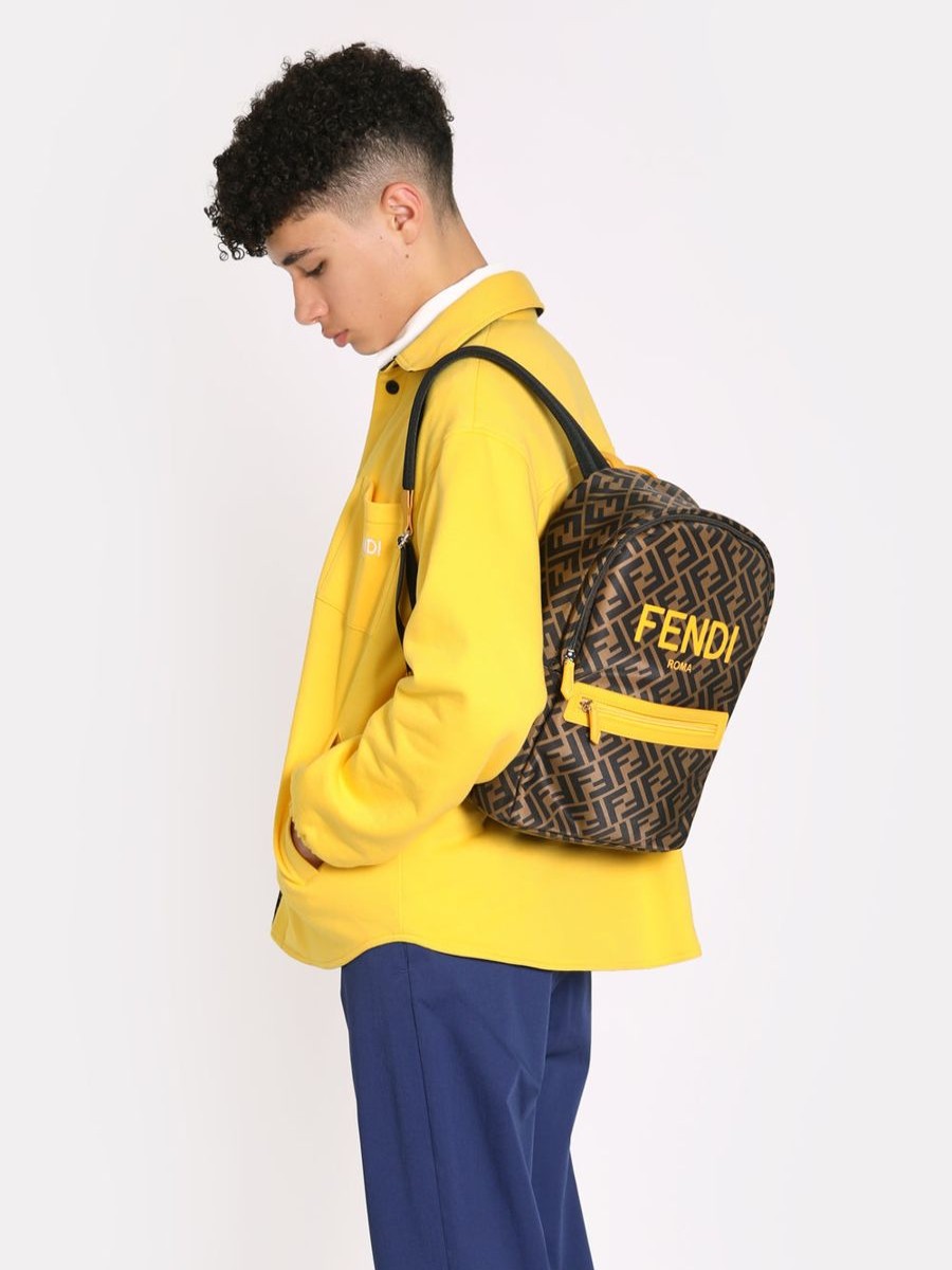 Girls Fendi Kids Bags & Backpacks | Fendi Kids - Kids Ff Logo Backpack In Brown | Childsplay Clothing