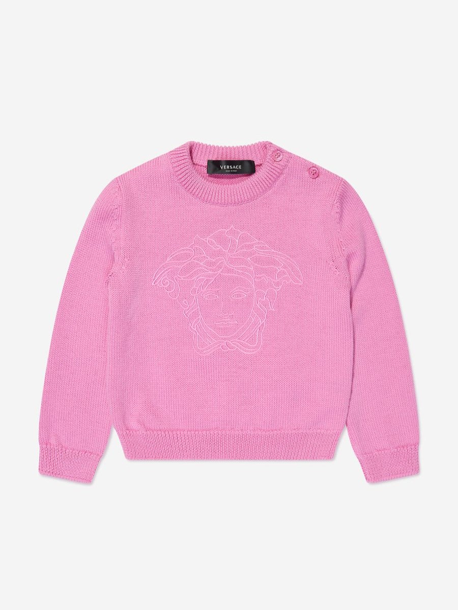 Baby Versace Jumpers & Cardigans | Baby Girls Logo Jumper In Pink