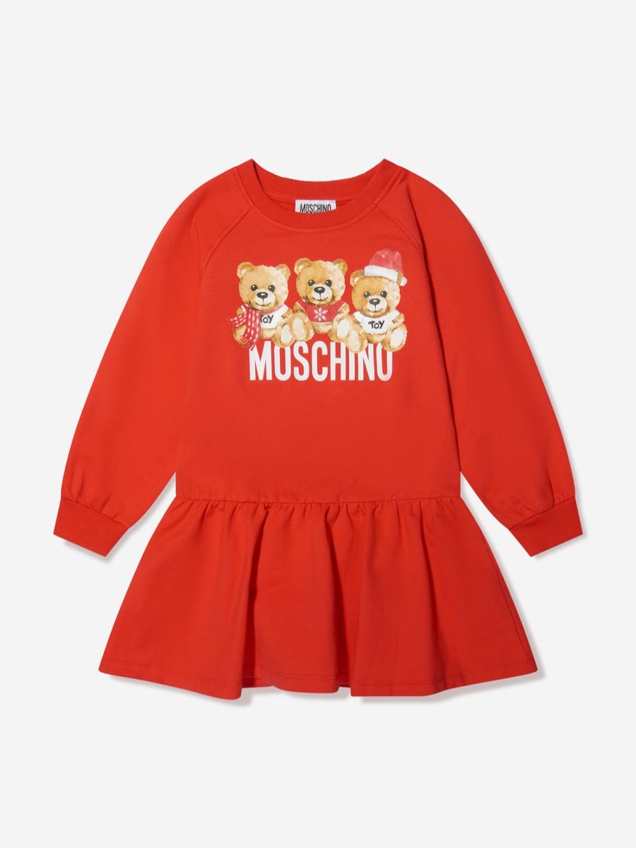 Teen Moschino Kids Dresses | Girls Teddy Logo Sweater Dress In Red