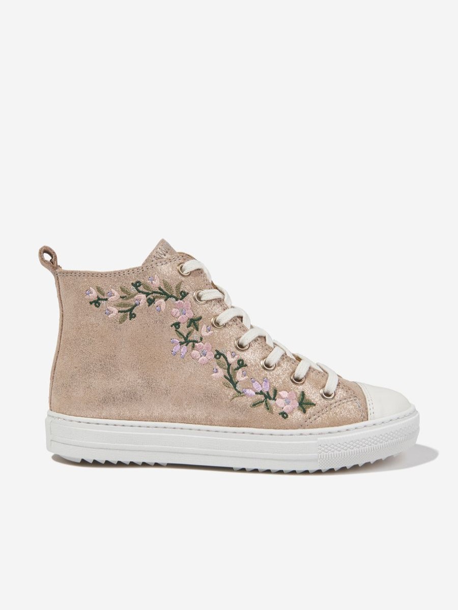 Girls Pom D'Api Sneakers | Girls Swag Brodi High Top Trainers In Gold