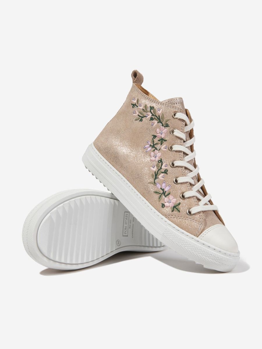 Girls Pom D'Api Sneakers | Girls Swag Brodi High Top Trainers In Gold