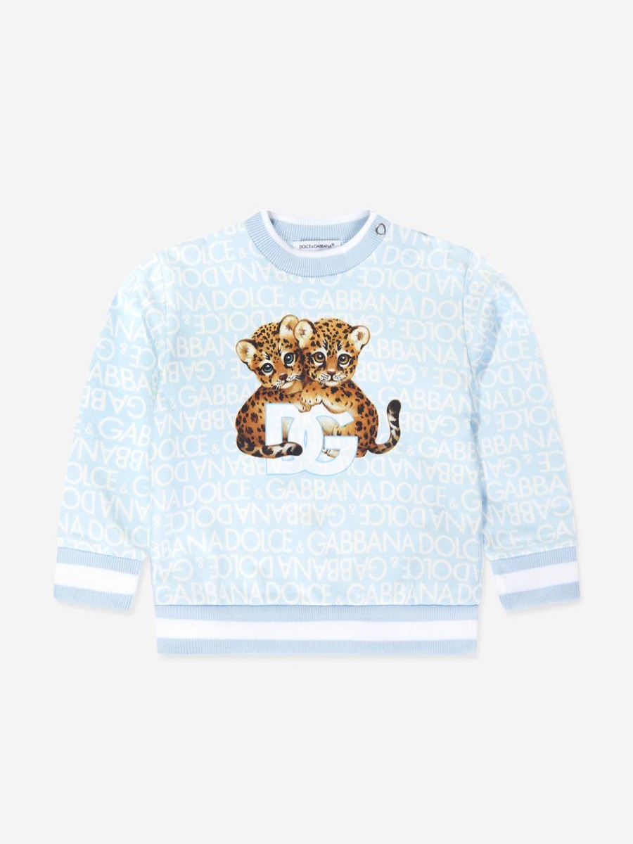 Baby Dolce & Gabbana Kids Sweatshirts & Hoodies | Baby Boys Leopard Sweatshirt In Blue