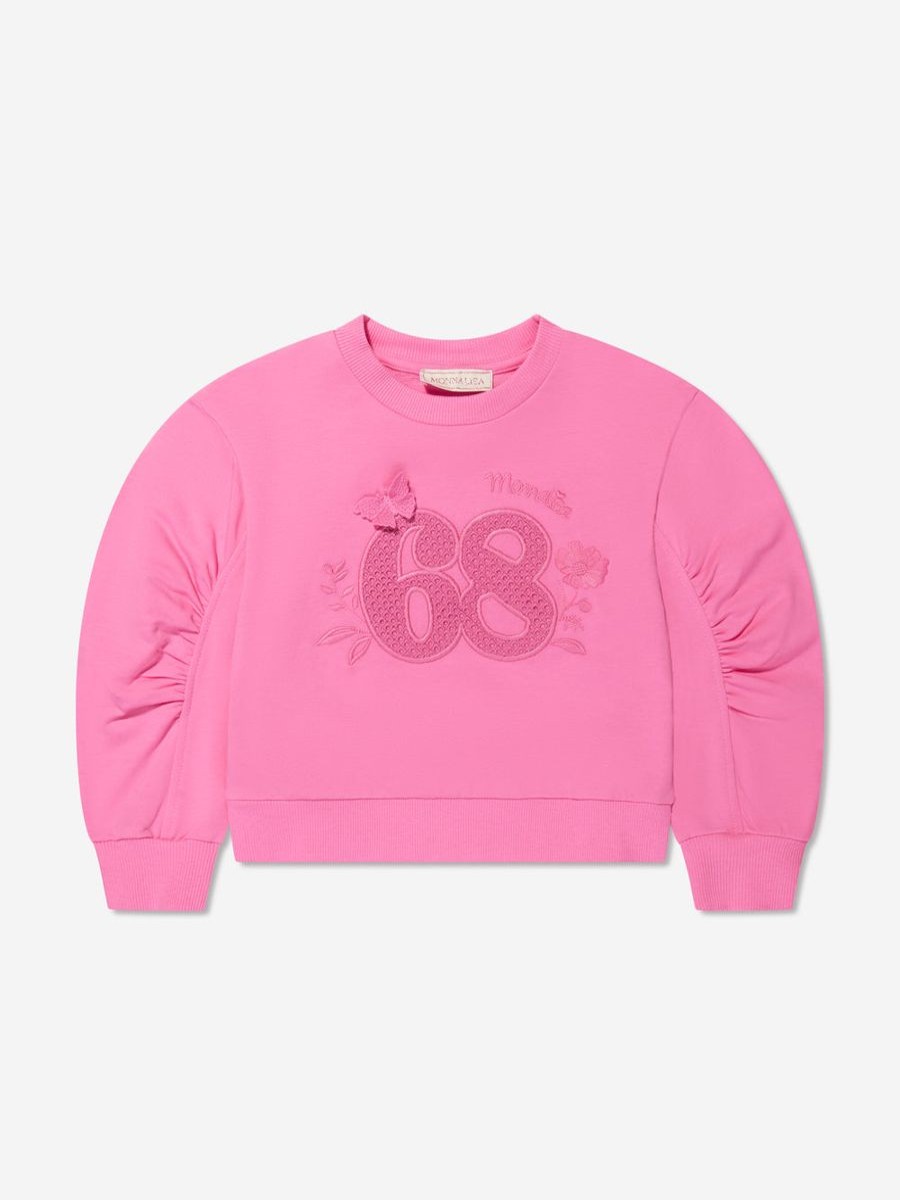 Teen Monnalisa Sweatshirts & Hoodies | Girls Embroidered 68 Sweatshirt In Pink