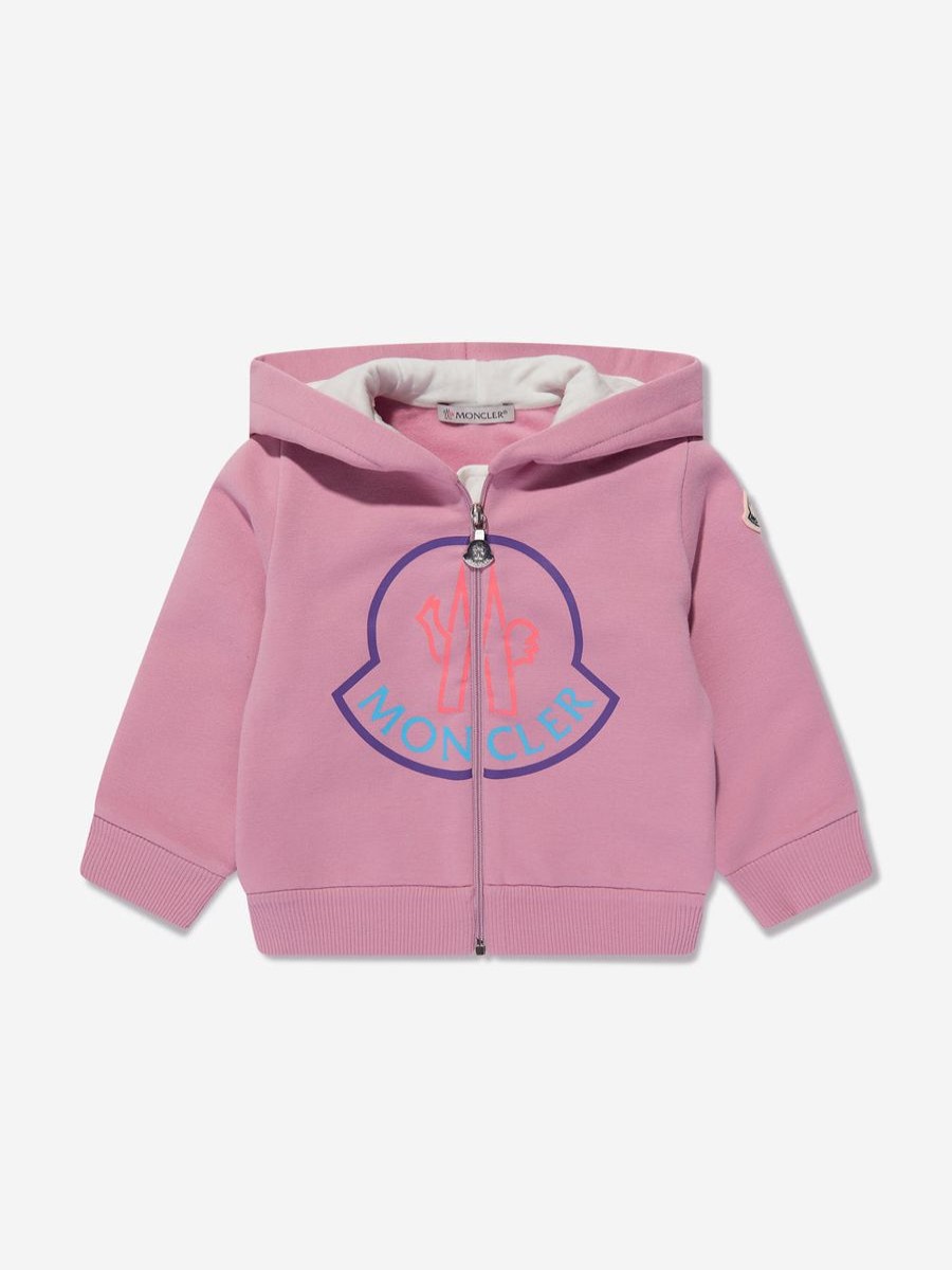 Baby Moncler Enfant Sweatshirts & Hoodies | Baby Girls Logo Zip Up Top In Pink