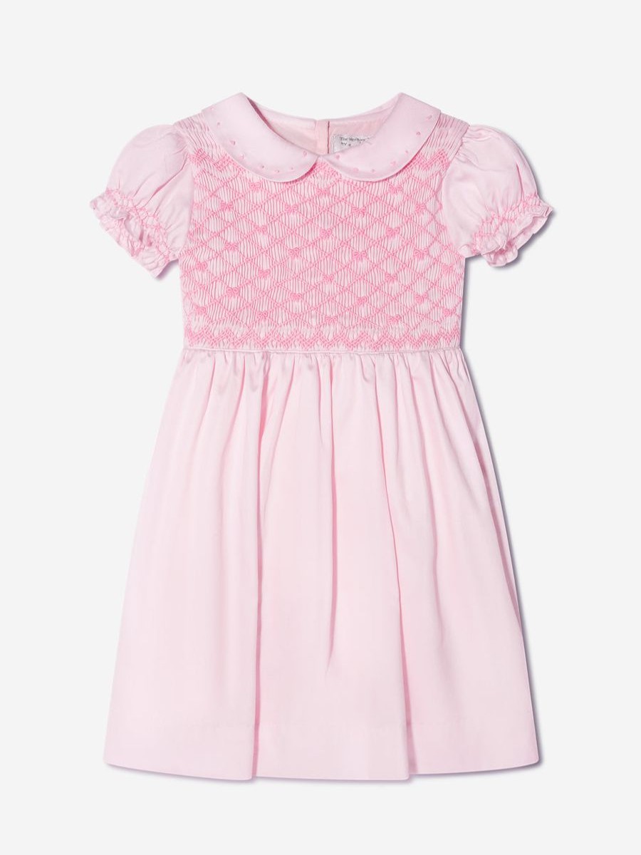 Baby Rachel Riley Dresses | Baby Girls Bow Smocked Dress And Bloomers In Pink