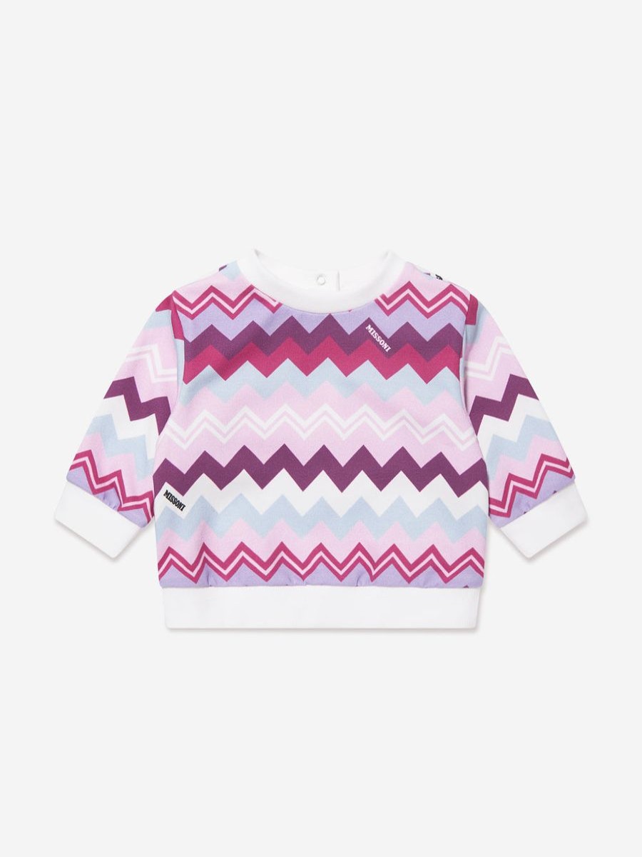 Baby Missoni Sweatshirts & Hoodies | Baby Girls Zigzag Sweatshirt In Pink