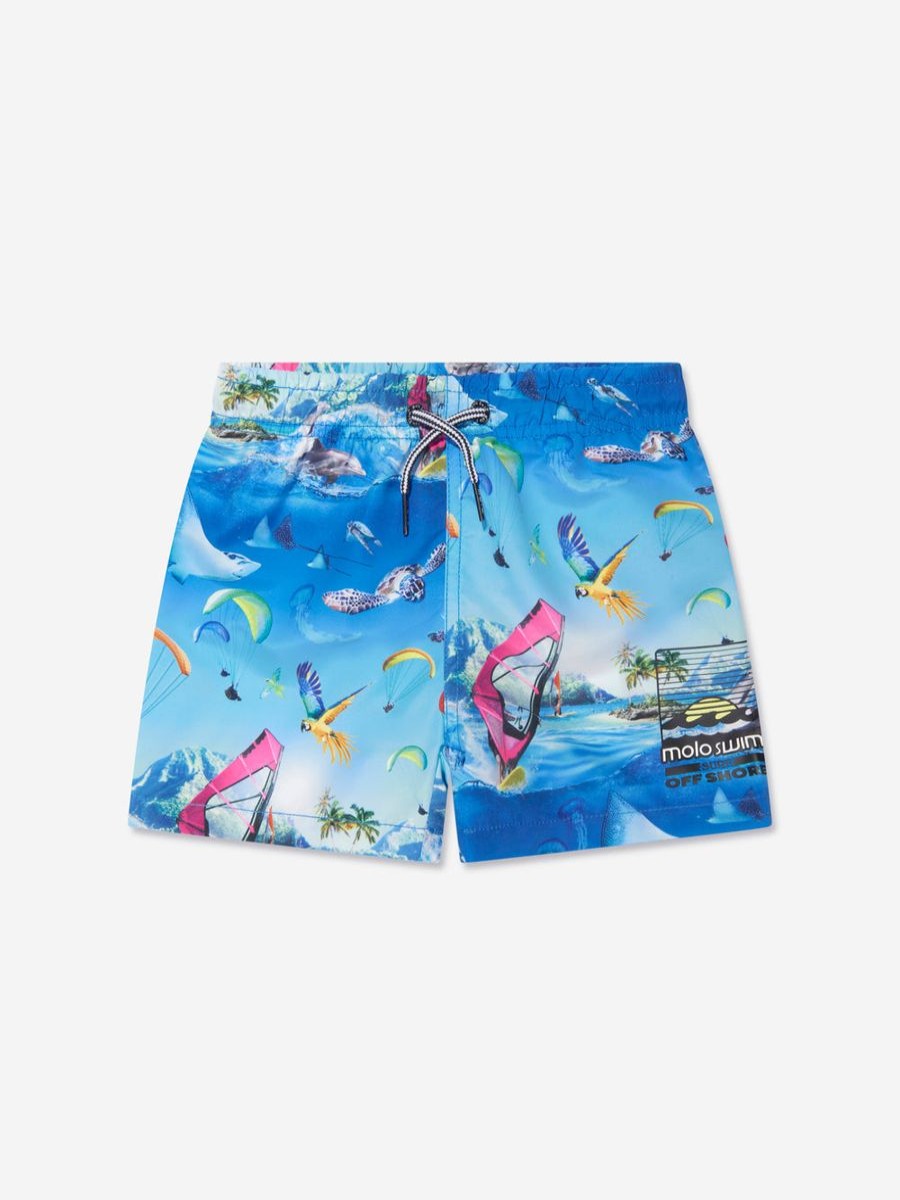 Teen Molo Swimwear | Boys Ocean Print Niko Swim Shorts In Blue