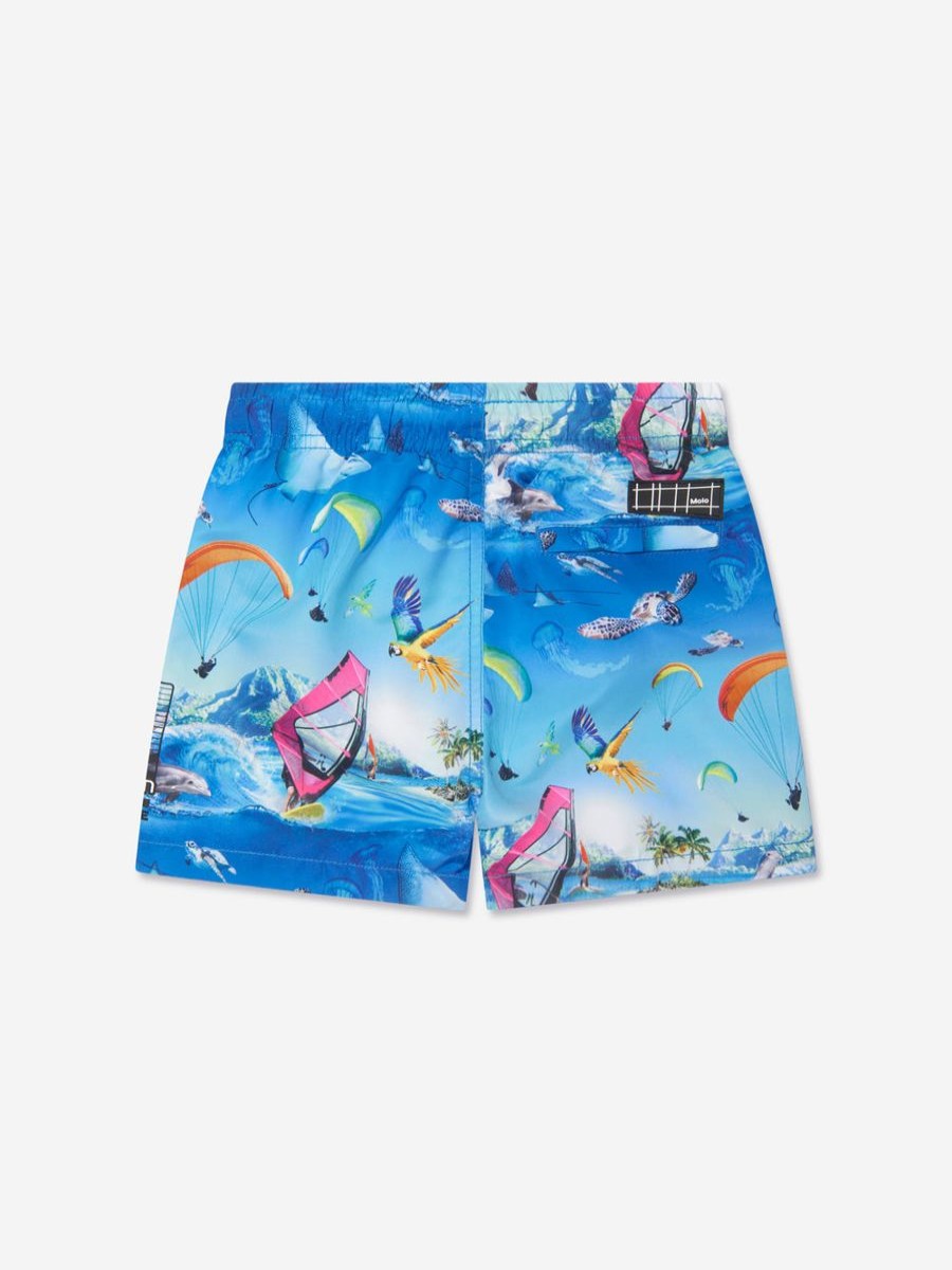 Teen Molo Swimwear | Boys Ocean Print Niko Swim Shorts In Blue