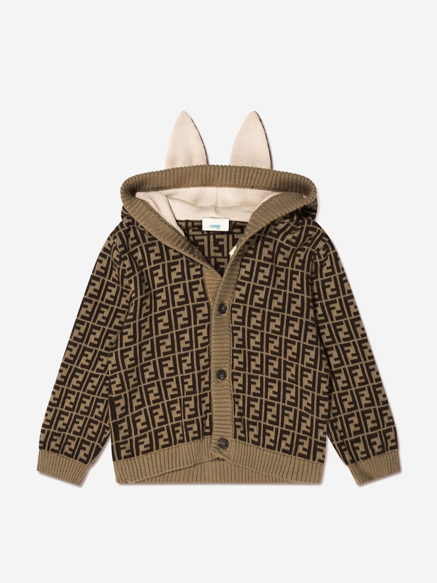 Baby Fendi Kids Jumpers & Cardigans | Fendi Kids - Baby Bunny Ears Cardigan | Childsplay Clothing