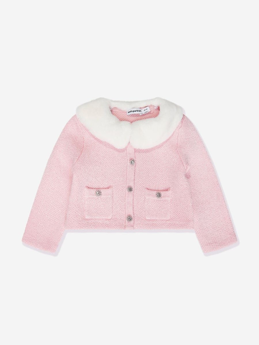 Girls Self Portrait Jumpers & Cardigans | Girls Sequin Knit Cardigan In Pink