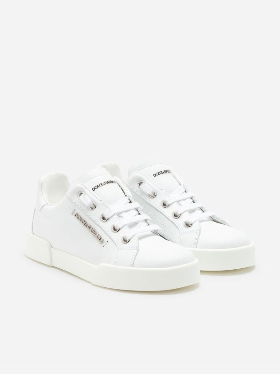 Girls Dolce & Gabbana Kids Sneakers | Unisex Leather Portofino Logo Trainers