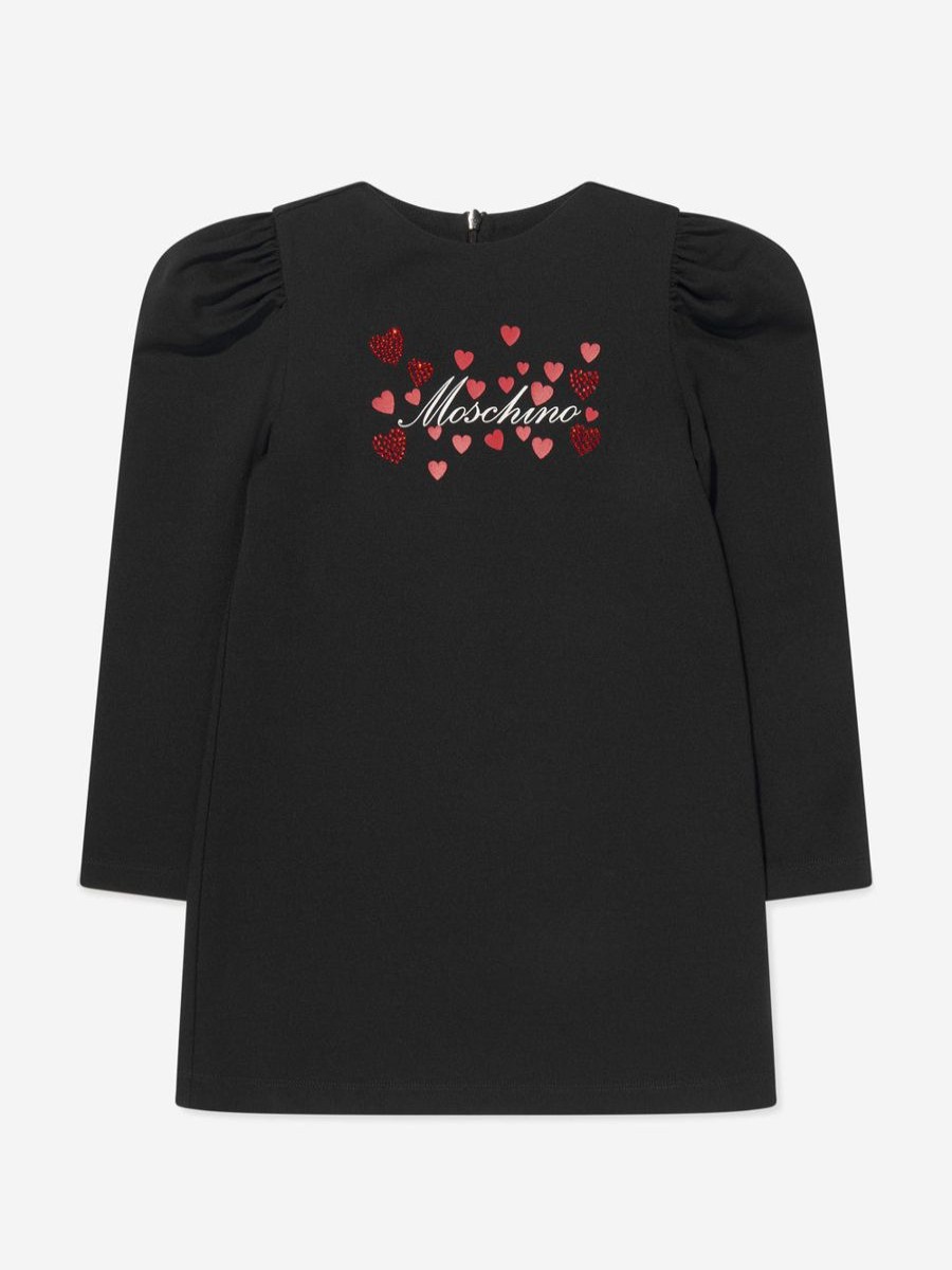 Teen Moschino Kids Dresses | Girls Hearts Logo Dress In Black