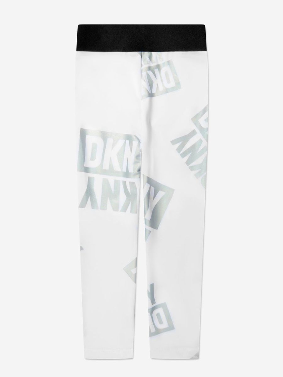 Girls DKNY Leggings | Girls Logo Print Leggings In White