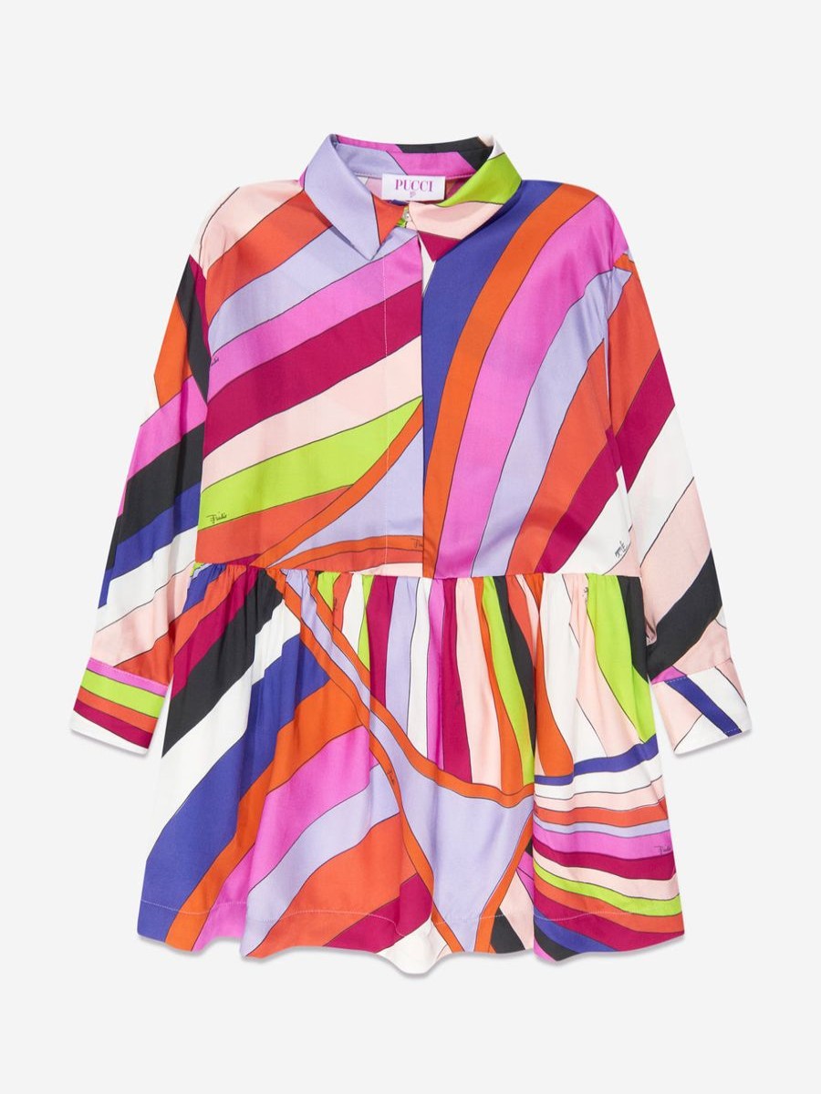 Teen Emilio Pucci Sweatshirts & Hoodies | Girls Iride Print Shirt Dress In Multicolour