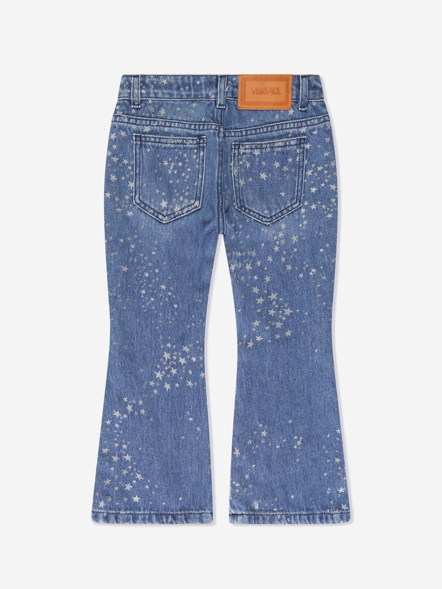 Girls Versace Jeans | Girls Flared Glitter Jeans In Blue