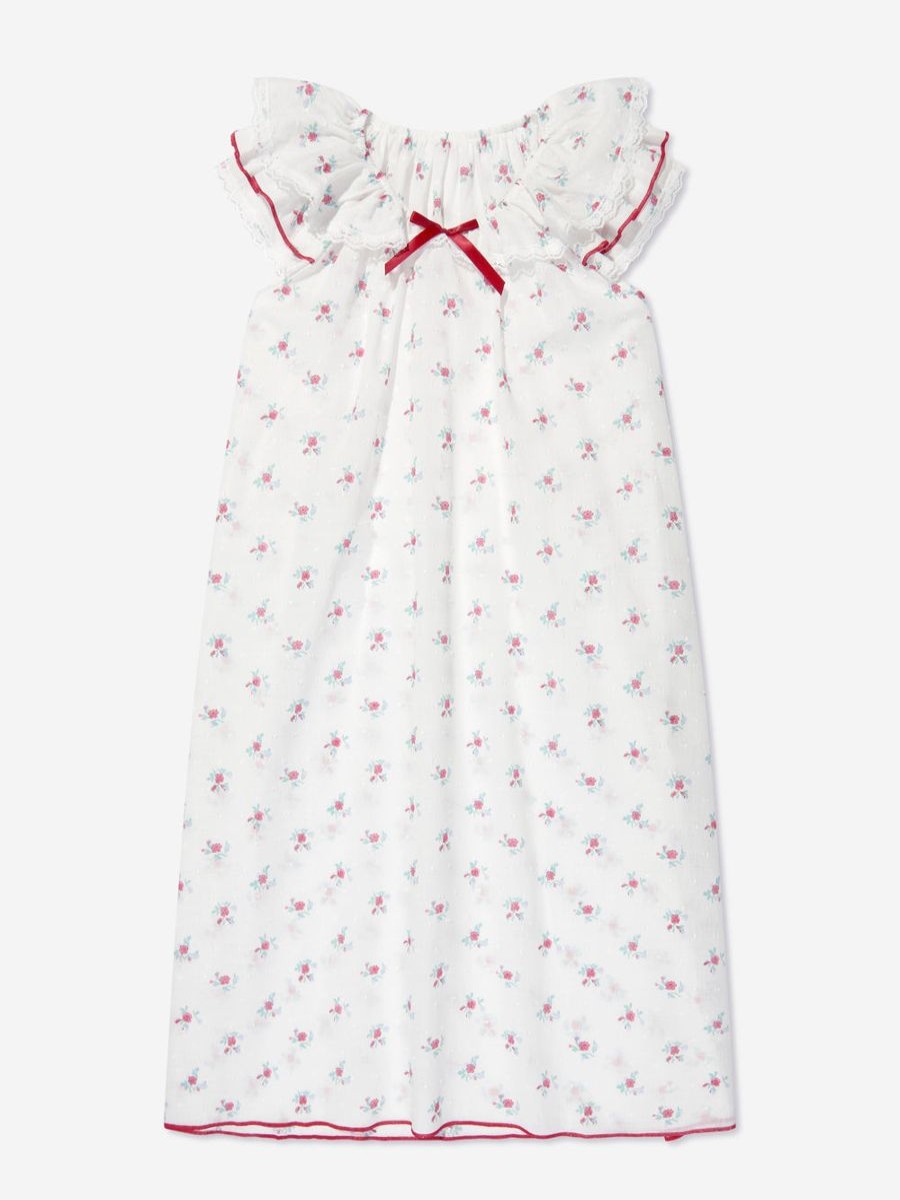 Girls Amiki Children Nightwear & Pyjamas | Girls Klara Pink Flowers Nightdress In White