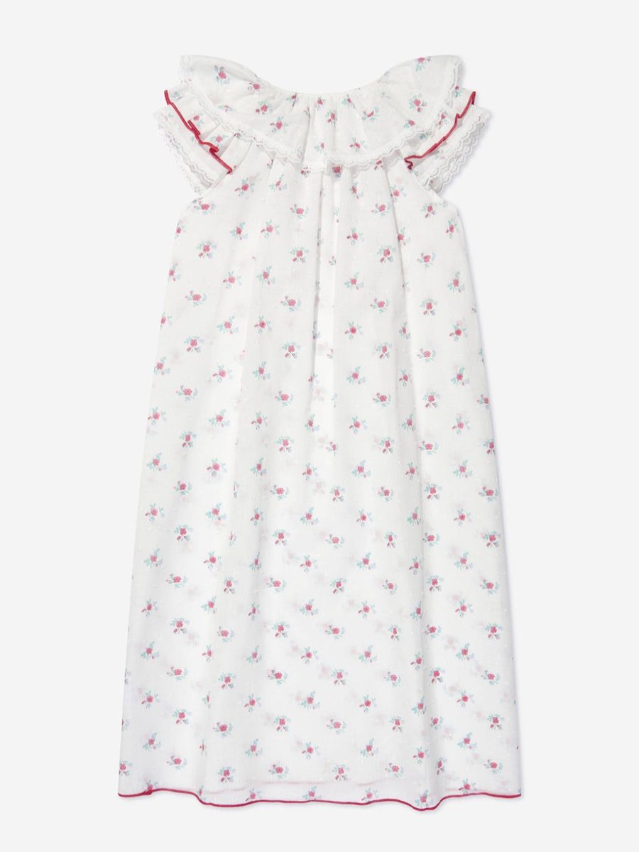 Girls Amiki Children Nightwear & Pyjamas | Girls Klara Pink Flowers Nightdress In White