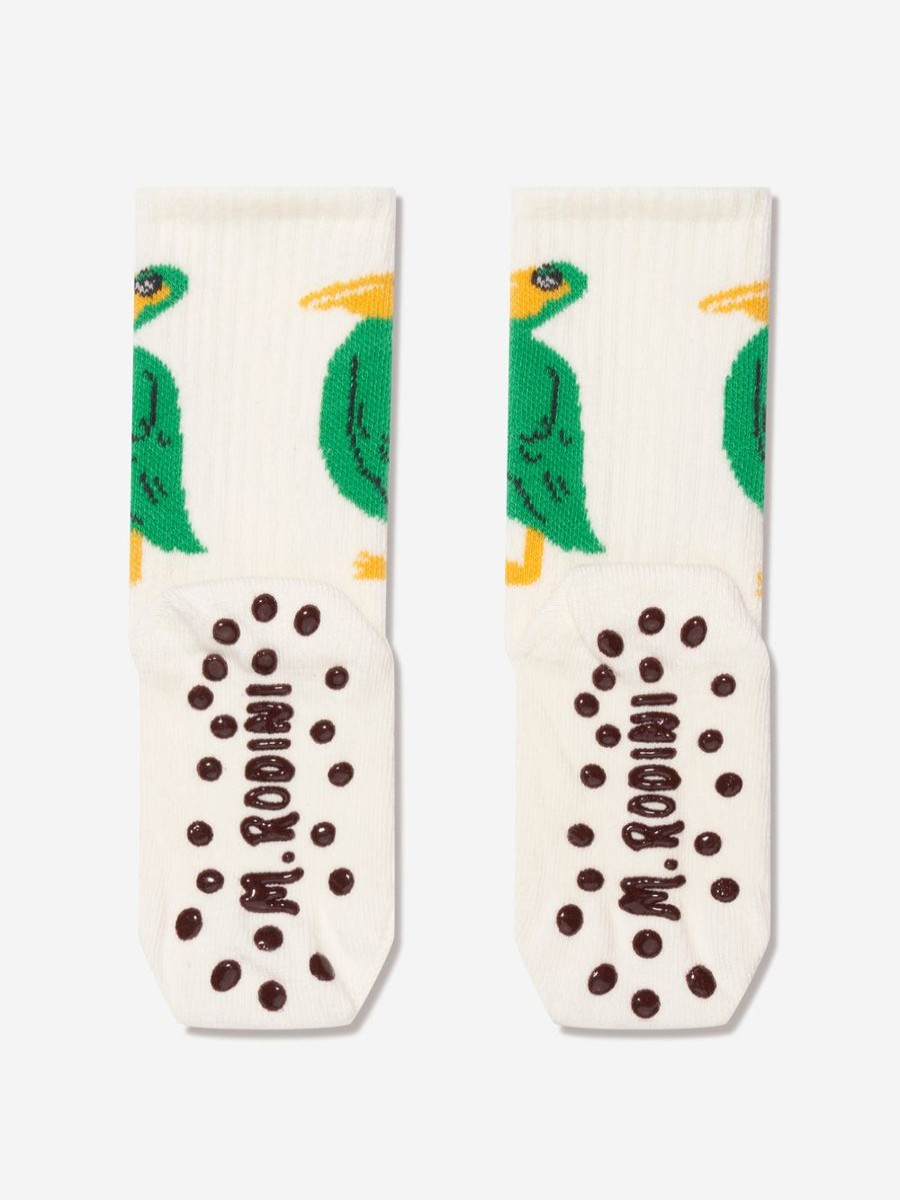 Girls Mini Rodini Socks & Tights | Kids Pelican Anti Slip Socks In White