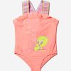 Teen Billieblush Swimwear | Girls Tweety Bird Swimming Costume In Apricot