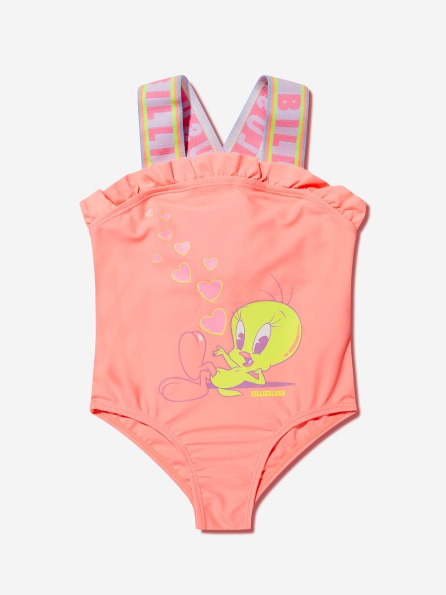 Teen Billieblush Swimwear | Girls Tweety Bird Swimming Costume In Apricot