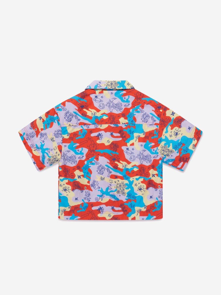 Teen Off-White Shirts | Boys Puzzleflage Bowling Shirt In Multicolour